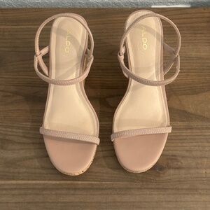 Aldo Mirabella Beige Wedge Sandal Size 8 NWT